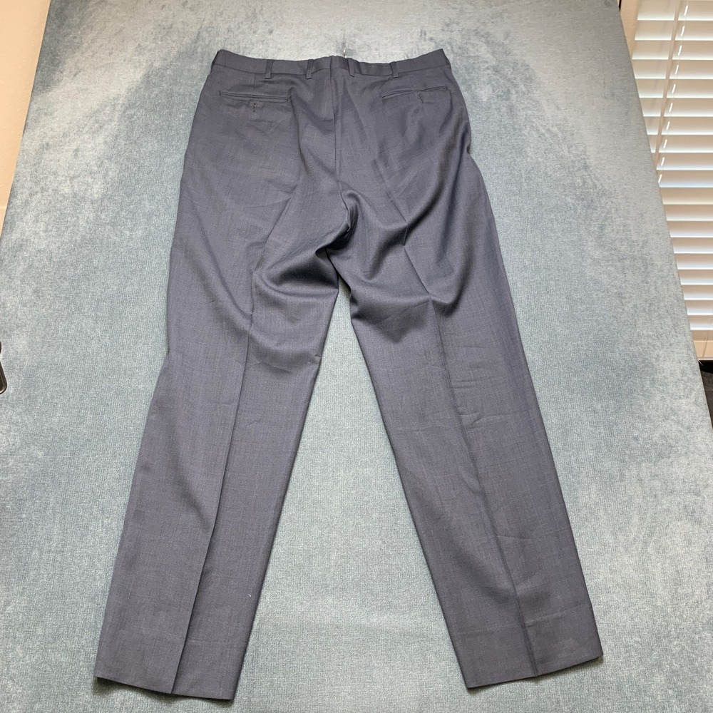 Mens Dress Pants 36 Gray Flat Front Business Formal Straight Leg Office Wear - Picture 10 of 14